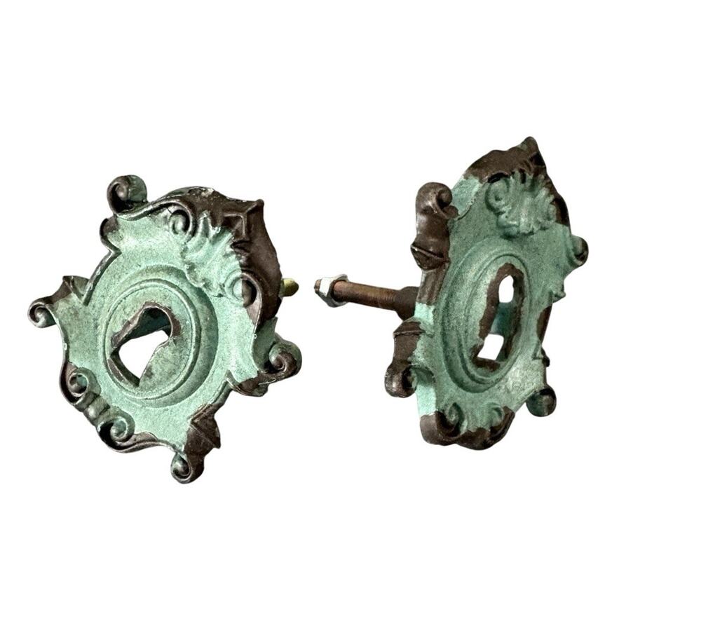Distressed Blue Rustic Skeleton Keyhole Look Cabinet Drawer Knob Pull Cast Iron